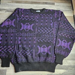 Meister Vintage Sweater Black & Purple Size XL